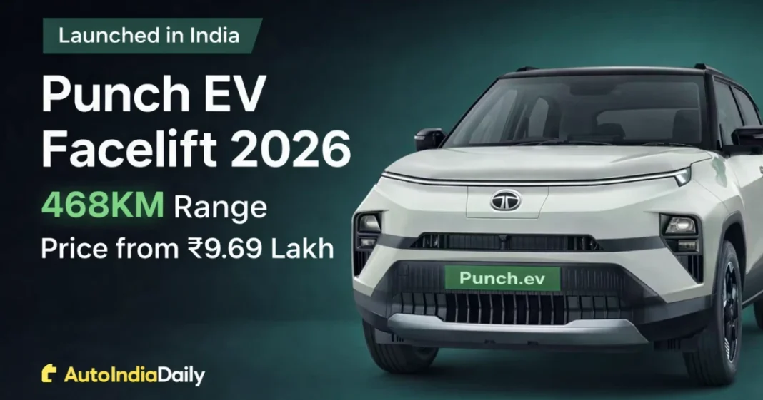 Tata Punch EV Facelift 2026 Launched in India at Rs 9.69 Lakh; Range Up to 468km