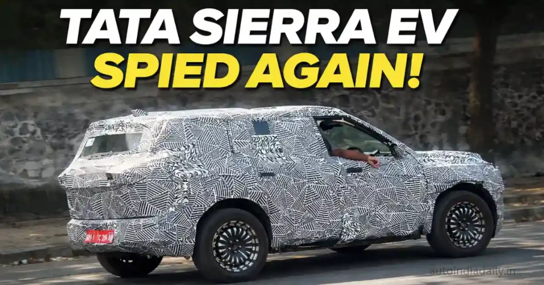 Tata Sierra EV Spotted Testing Again; Launch Expected In Early 2027