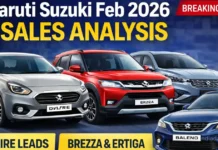 Maruti Suzuki Feb 2026 Sales Analysis: Dzire Leads as Brezza & Ertiga Show Strong Growth Maruti Suzuki Feb 2026 Sales Analysis: Dzire Leads as Brezza & Ertiga Show Strong Growth