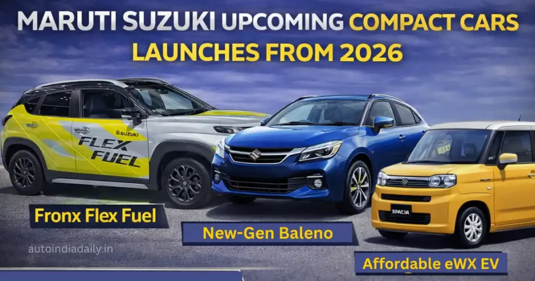 Maruti Suzuki Upcoming Compact Cars: Fronx Flex Fuel, eWX EV, New Baleno & Compact MPV