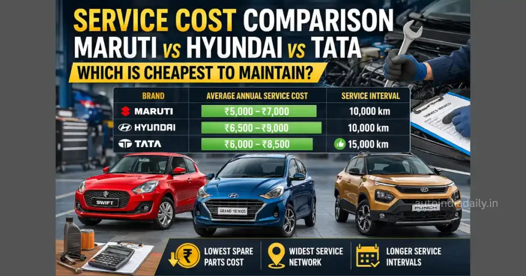 Maruti vs Hyundai vs Tata Service Cost Comparison 2026: Which Is Cheapest To Maintain?