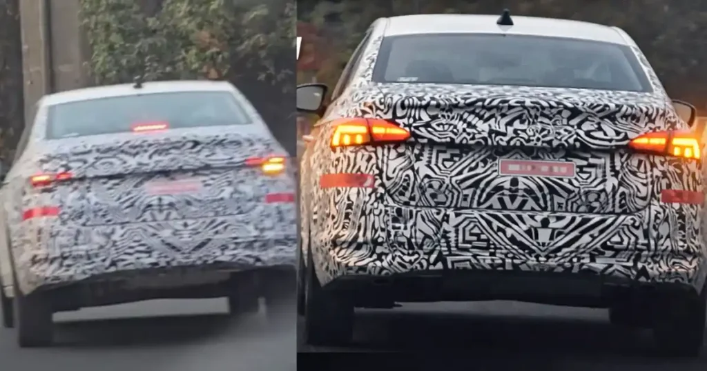 Skoda Slavia facelift 2026 spied in India with dynamic turn signals