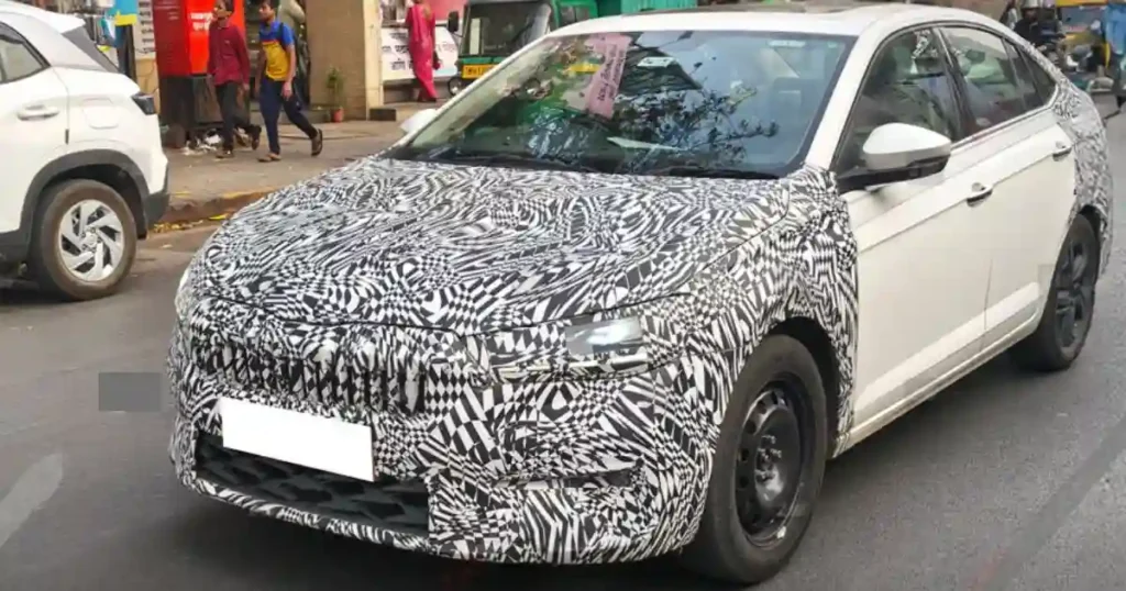 Skoda Slavia facelift 2026 spied front design