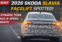 Skoda Slavia facelift 2026 Spied With Dynamic Turn Signals Ahead of Launch Skoda Slavia facelift 2026 Spied With Dynamic Turn Signals Ahead of Launch