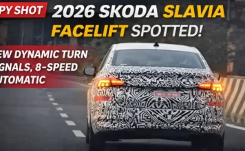 Skoda Slavia facelift 2026 Spied With Dynamic Turn Signals Ahead of Launch Skoda Slavia facelift 2026 Spied With Dynamic Turn Signals Ahead of Launch