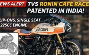 TVS Ronin Cafe Racer Patented in India, Based on Factory Custom Concept TVS Ronin cafe racer concept patented in India design