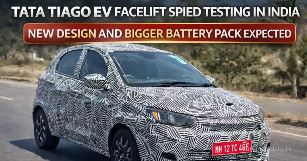 Tata Tiago EV Facelift Spied: New Design, Bigger Battery Pack Expected