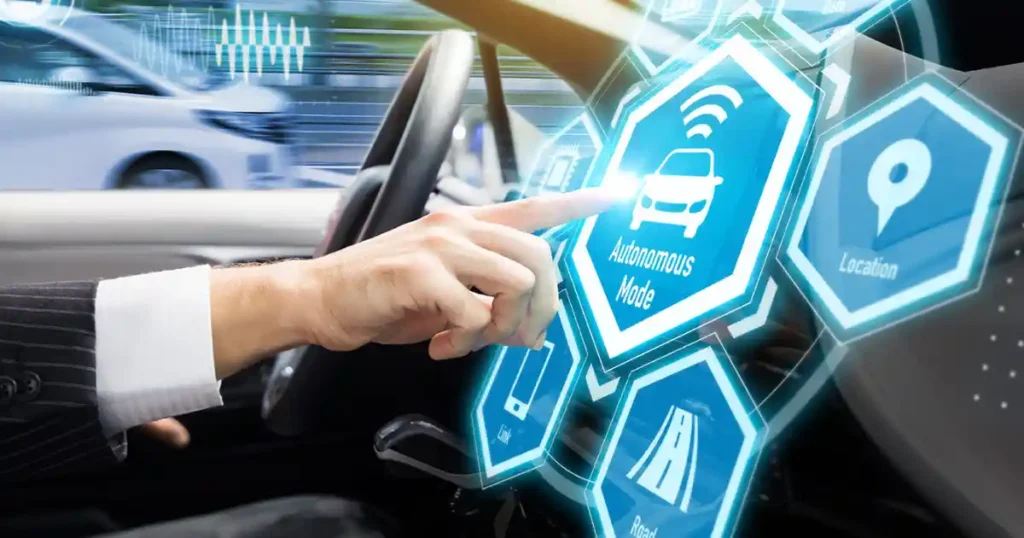 Advanced Driver Assistance Systems (ADAS) interface in car showing autonomous driving features under new India safety rules 2026