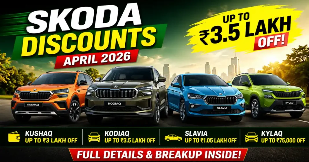 Skoda Discounts April 2026 – Kushaq, Kodiaq, Slavia, Kylaq offers up to ₹3.5 lakh off