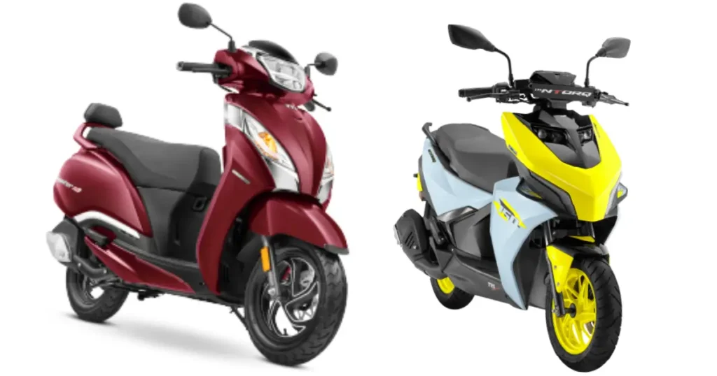 TVS scooter range including Jupiter and NTorq highlighting strong scooter sales growth in FY2026