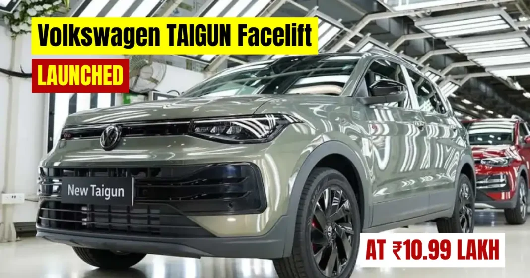 Volkswagen Taigun Facelift Launched at ₹10.99 Lakh: New 8AT, Sunroof & 75% Buyback