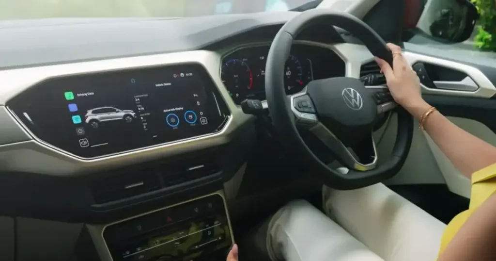 Volkswagen Taigun facelift interior dashboard touchscreen digital cluster features 2026