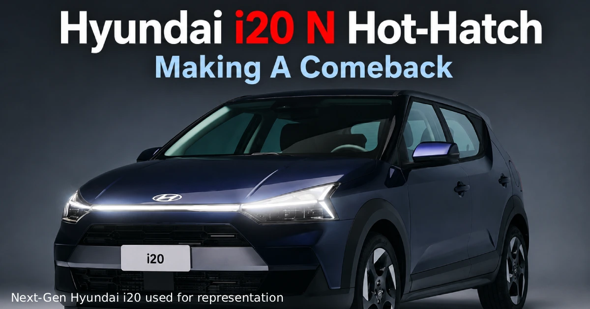 Front view of New-Gen Hyundai i20 N used for representation of the upcoming Hyundai i20 N hot-hatch comeback model.