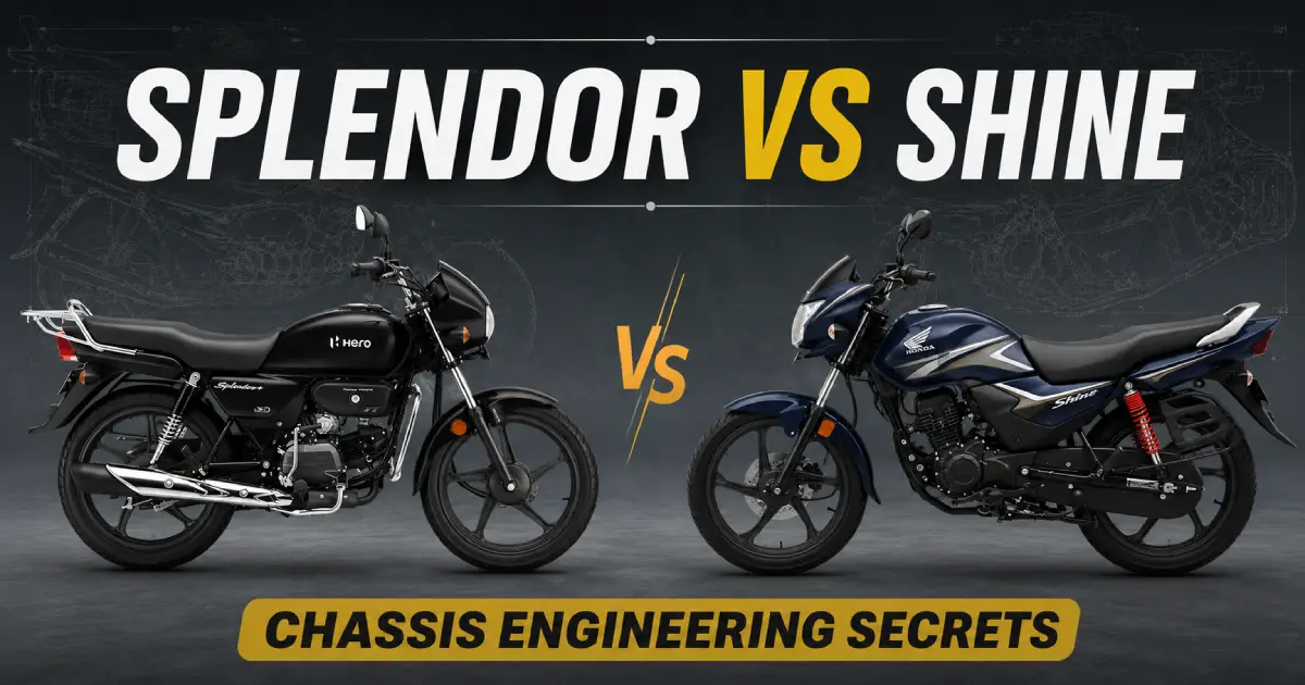 Hero Splendor and Honda Shine chassis comparison highlighting 100cc vs 125cc bike frame engineering secrets